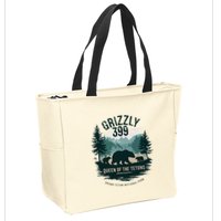 Retro Bear Queen Of The Tetons Grizzly 399 National Park Zip Tote Bag