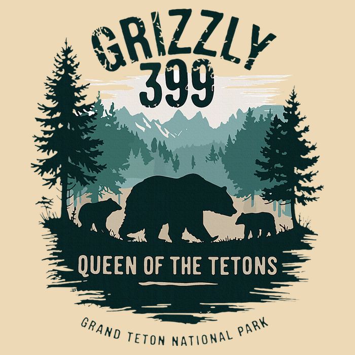 Retro Bear Queen Of The Tetons Grizzly 399 National Park Zip Tote Bag