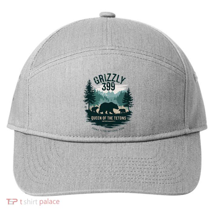 Retro Bear Queen Of The Tetons Grizzly 399 National Park 7-Panel Snapback Hat