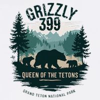 Retro Bear Queen Of The Tetons Grizzly 399 National Park Cool Comfort Performance Bucket Hat