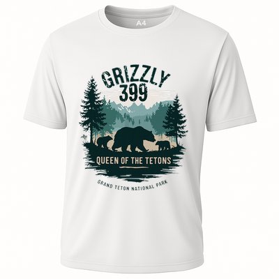 Retro Bear Queen Of The Tetons Grizzly 399 National Park Performance Shirt