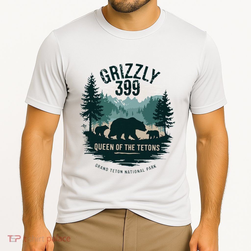 Retro Bear Queen Of The Tetons Grizzly 399 National Park Performance Shirt