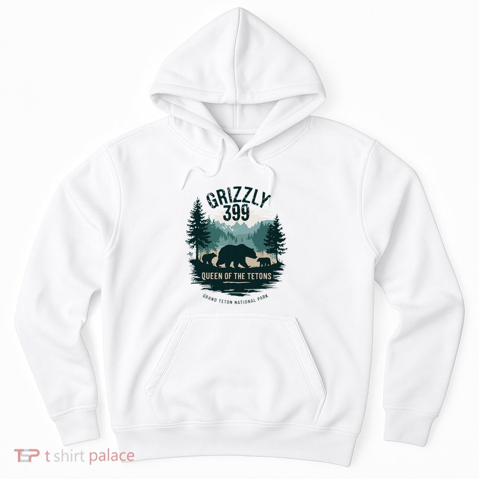 Retro Bear Queen Of The Tetons Grizzly 399 National Park Hoodie
