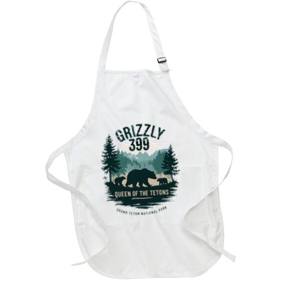 Retro Bear Queen Of The Tetons Grizzly 399 National Park Full-Length Apron With Pockets