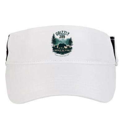 Retro Bear Queen Of The Tetons Grizzly 399 National Park Adult Drive Performance Visor