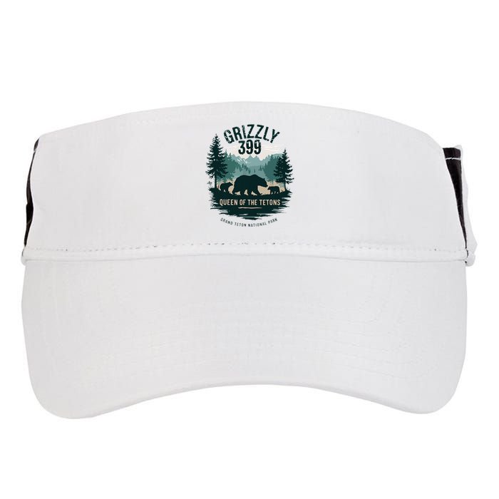 Retro Bear Queen Of The Tetons Grizzly 399 National Park Adult Drive Performance Visor