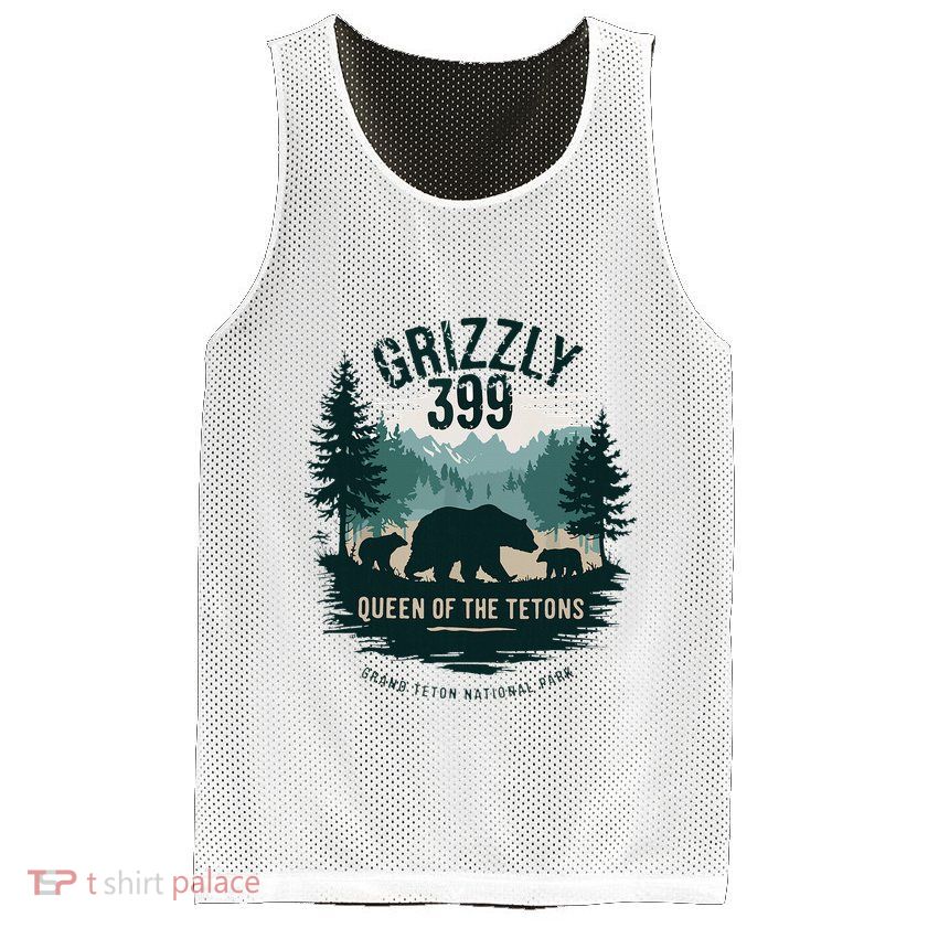 Retro Bear Queen Of The Tetons Grizzly 399 National Park Mesh Reversible Basketball Jersey Tank