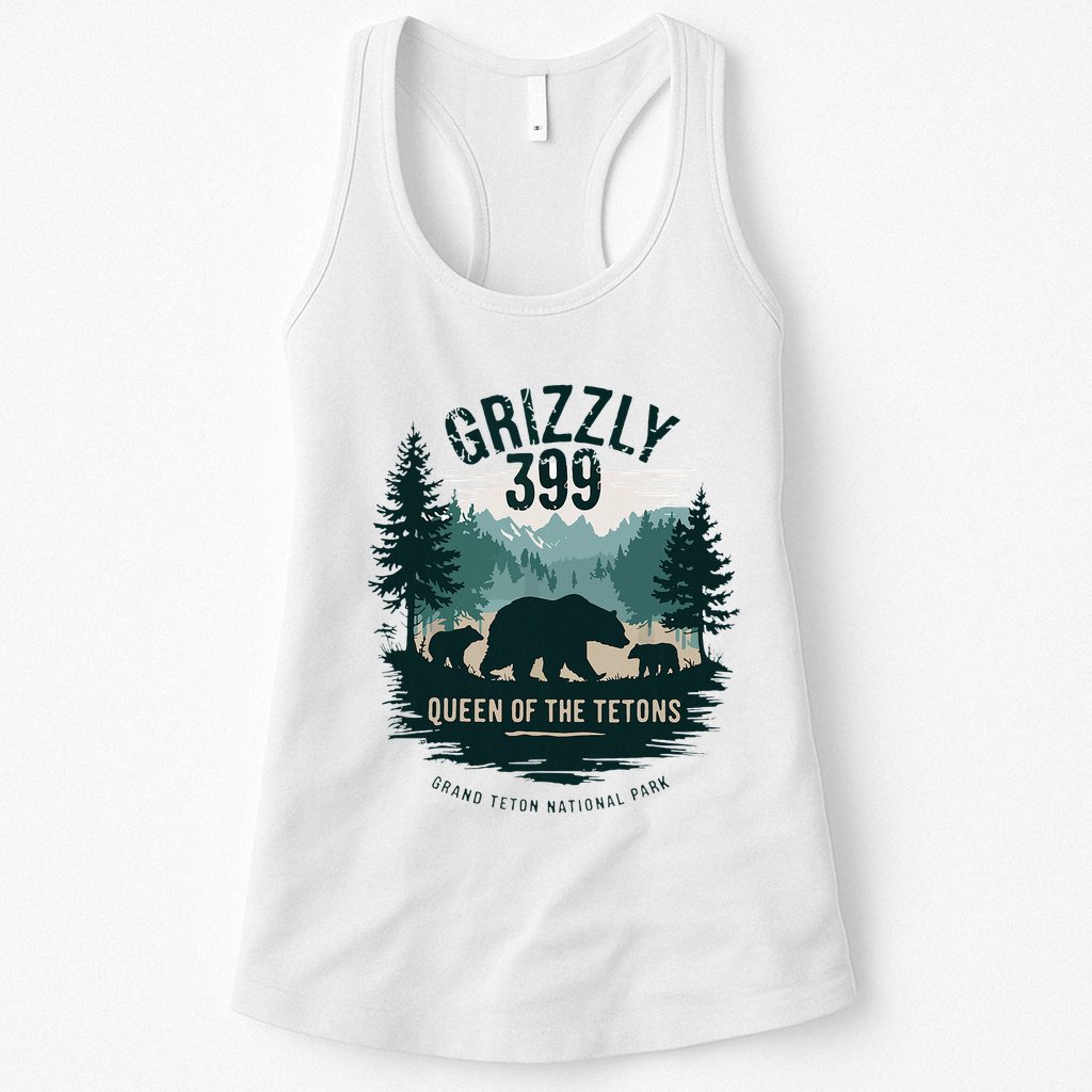 Retro Bear Queen Of The Tetons Grizzly 399 National Park Womens Tank Top