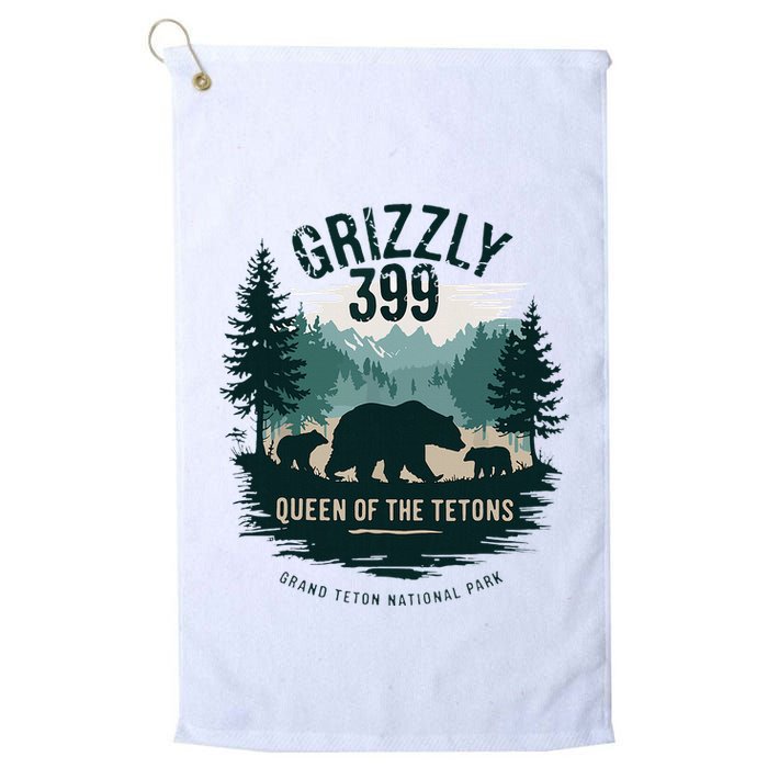 Retro Bear Queen Of The Tetons Grizzly 399 National Park Golf Towel