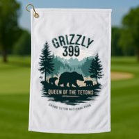 Retro Bear Queen Of The Tetons Grizzly 399 National Park Golf Towel