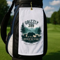 Retro Bear Queen Of The Tetons Grizzly 399 National Park Golf Towel