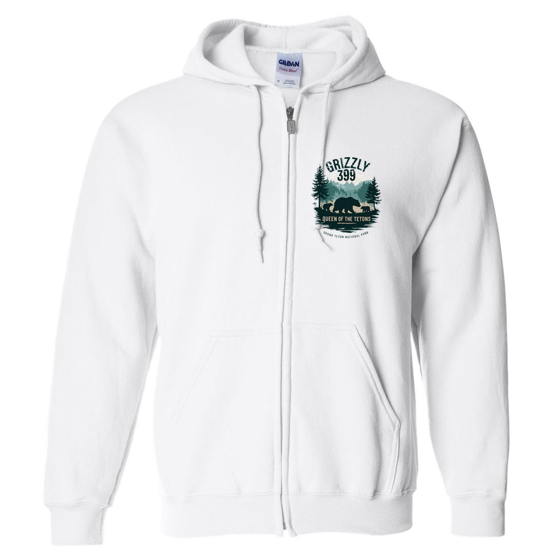 Retro Bear Queen Of The Tetons Grizzly 399 National Park Full Zip Hoodie