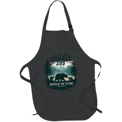 Retro Bear Queen Of The Tetons Grizzly 399 National Park Full-Length Apron With Pockets