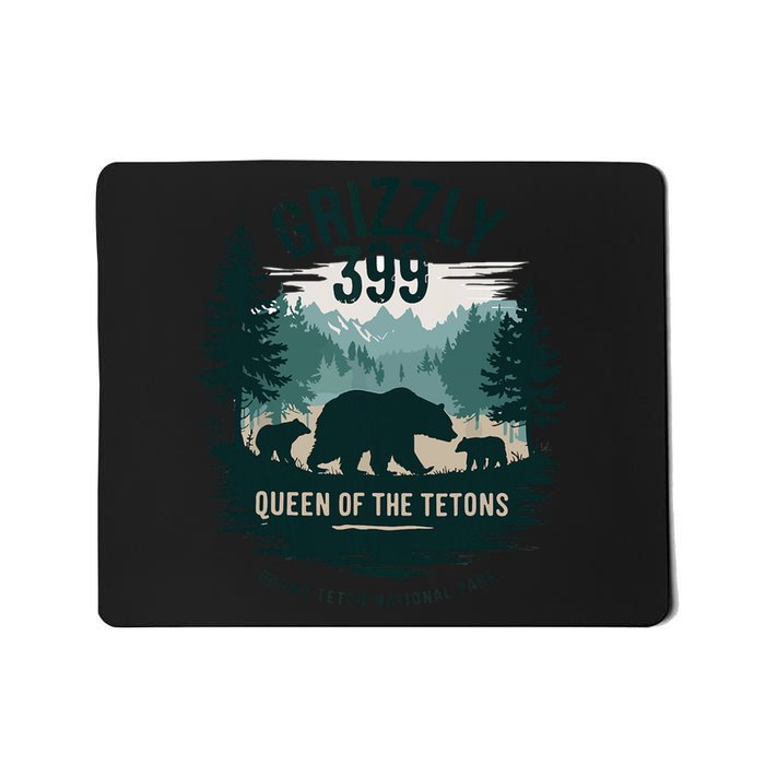 Retro Bear Queen Of The Tetons Grizzly 399 National Park Mousepad