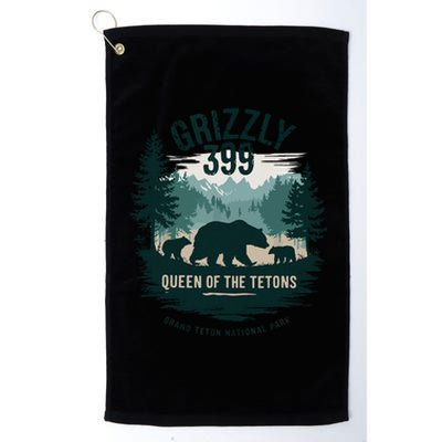 Retro Bear Queen Of The Tetons Grizzly 399 National Park Platinum Collection Golf Towel