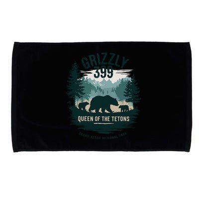 Retro Bear Queen Of The Tetons Grizzly 399 National Park Microfiber Hand Towel