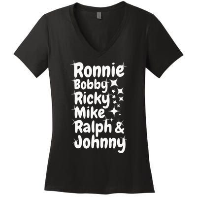 Ronnie Bobby Ricky Mike Ralph And Johnny Women's V-Neck T-Shirt