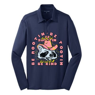 Raccoon Be Rootin Be Tootin Most Of All Be Kind Retro Racoon Silk Touch Performance Long Sleeve Polo