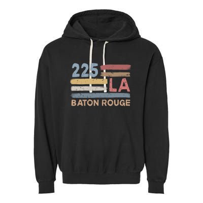 Retro Baton Rouge Area Code 225 Residents State Louisiana Garment-Dyed Fleece Hoodie