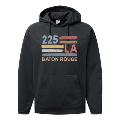 Retro Baton Rouge Area Code 225 Residents State Louisiana Performance Fleece Hoodie