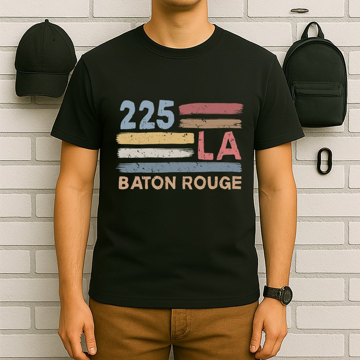 Retro Baton Rouge Area Code 225 Residents State Louisiana T-Shirt