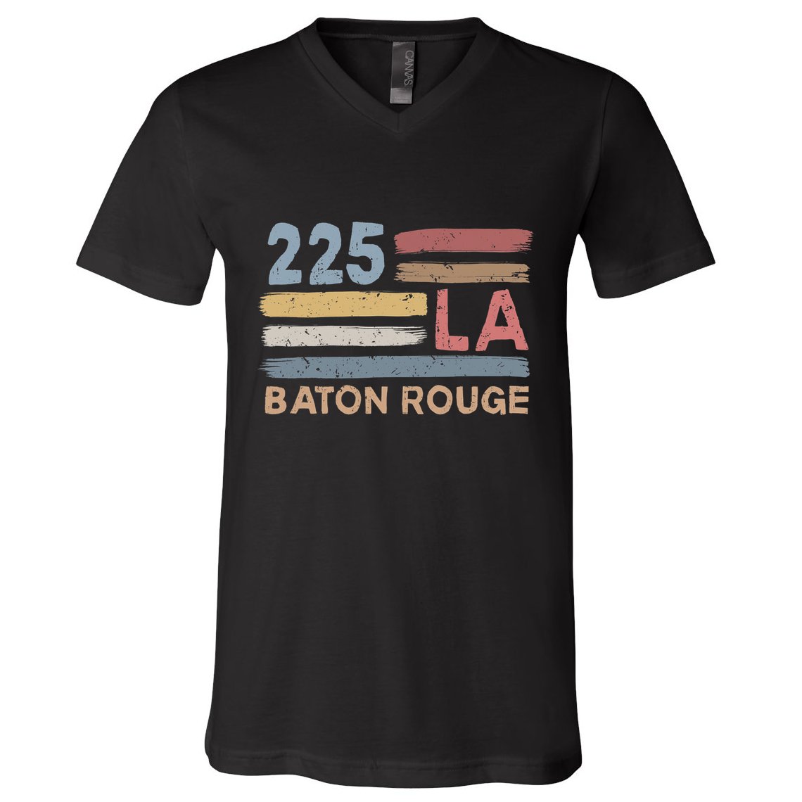 Retro Baton Rouge Area Code 225 Residents State Louisiana V-Neck T-Shirt