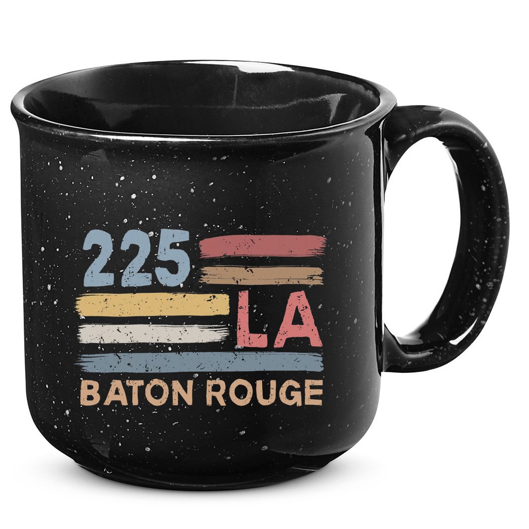 Retro Baton Rouge Area Code 225 Residents State Louisiana 15oz Campfire Ceramic Mug