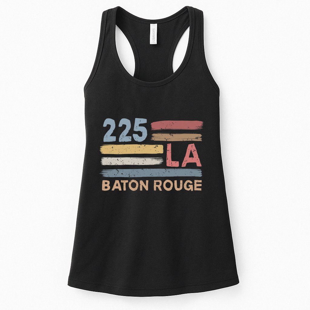 Retro Baton Rouge Area Code 225 Residents State Louisiana Womens Tank Top