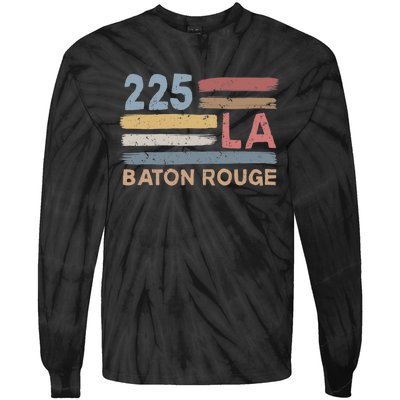 Retro Baton Rouge Area Code 225 Residents State Louisiana Tie-Dye Long Sleeve Shirt