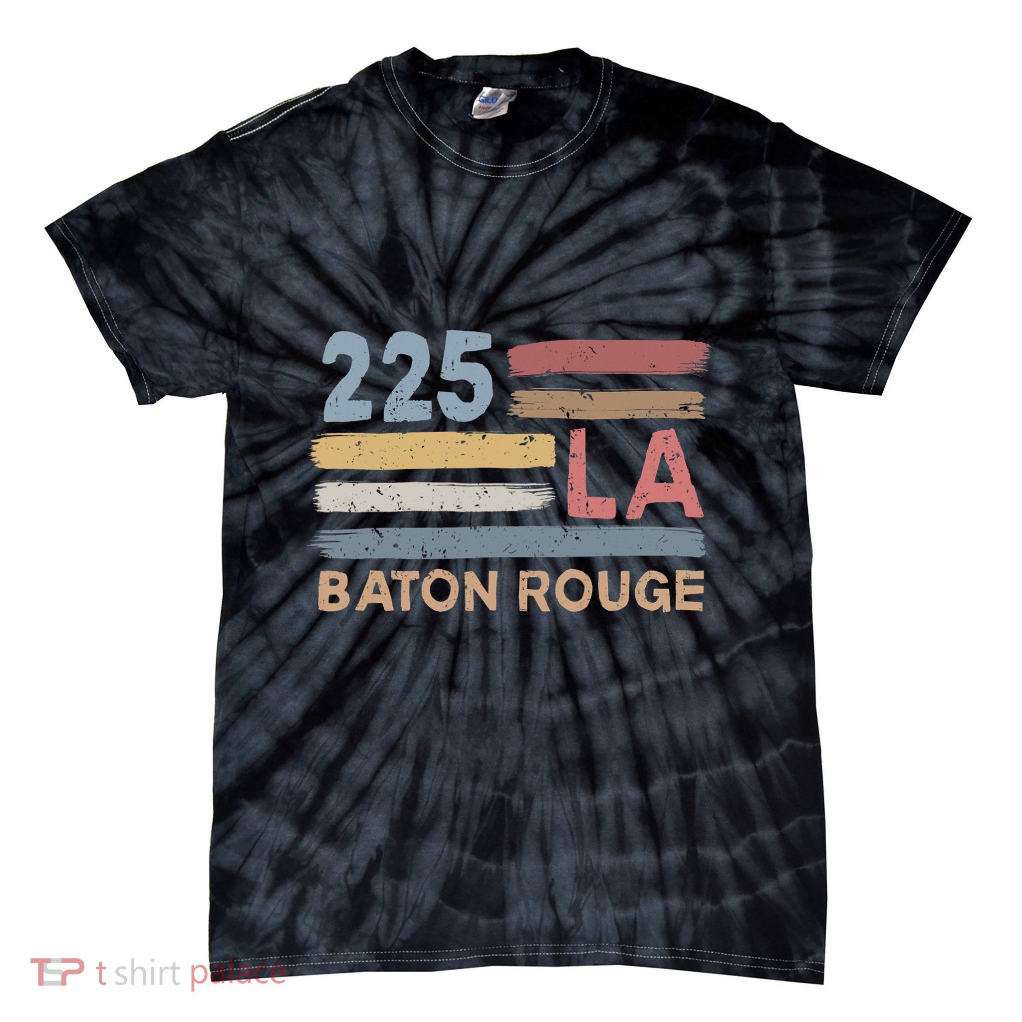 Retro Baton Rouge Area Code 225 Residents State Louisiana Tie-Dye T-Shirt