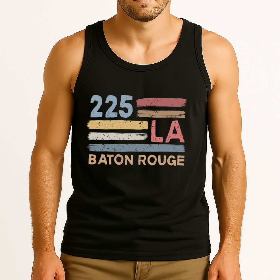 Retro Baton Rouge Area Code 225 Residents State Louisiana Tank Top