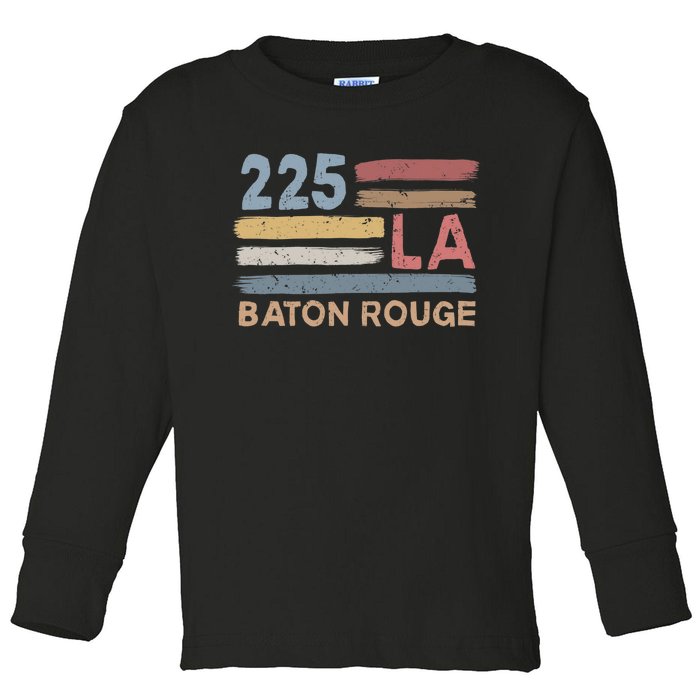 Retro Baton Rouge Area Code 225 Residents State Louisiana Toddler Long Sleeve Shirt