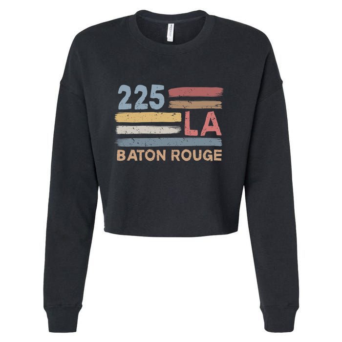 Retro Baton Rouge Area Code 225 Residents State Louisiana Cropped Pullover Crew