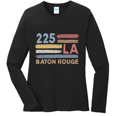 Retro Baton Rouge Area Code 225 Residents State Louisiana Ladies Long Sleeve Shirt