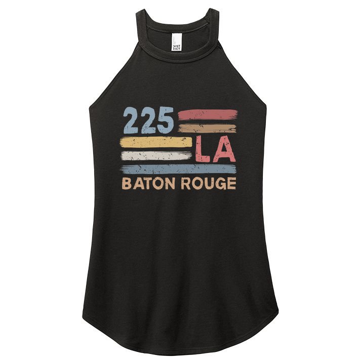 Retro Baton Rouge Area Code 225 Residents State Louisiana Women's Perfect Tri Rocker Tank