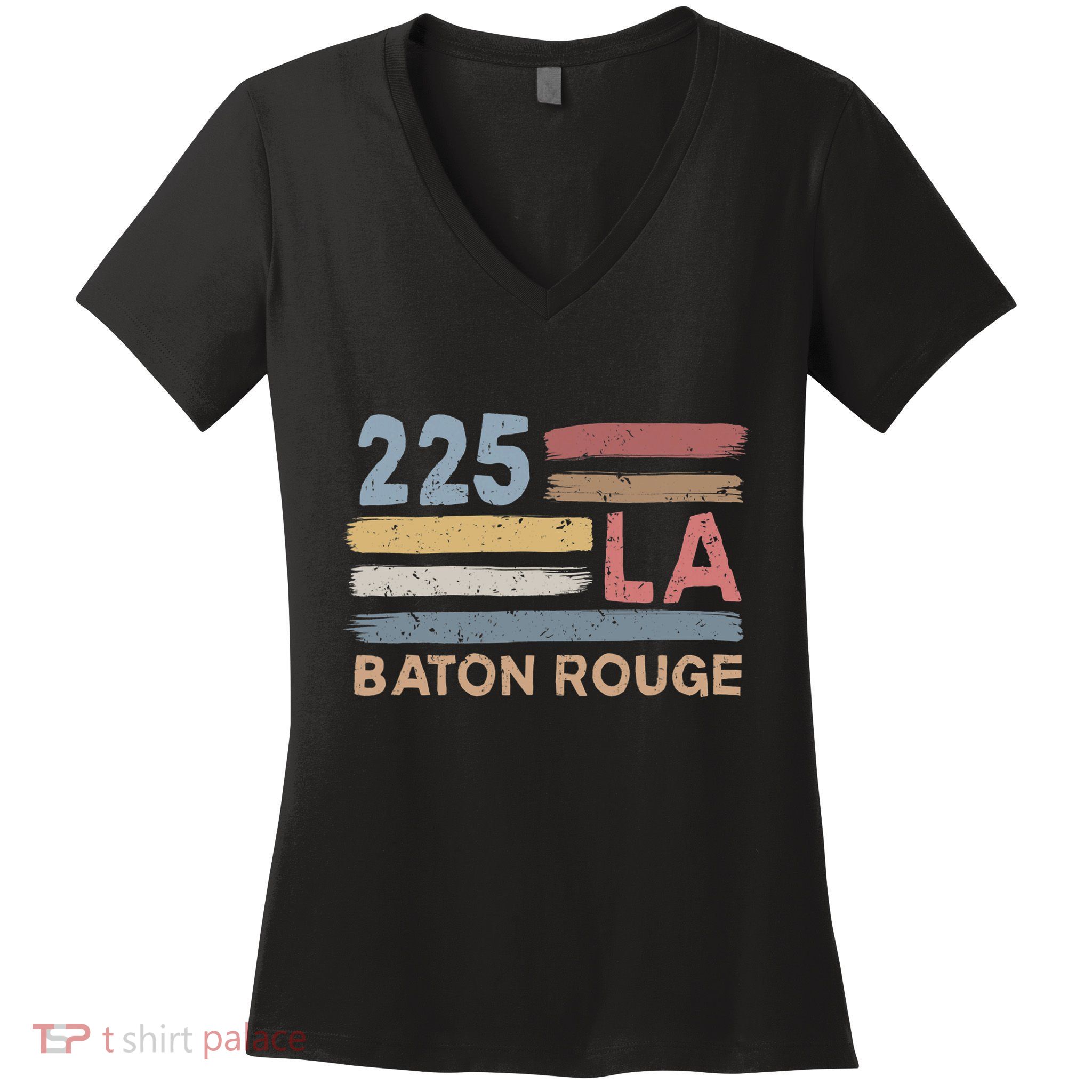 Retro Baton Rouge Area Code 225 Residents State Louisiana Women's V-Neck T-Shirt