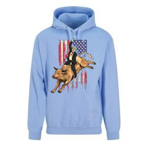 Rodeo Bull Rider Trump American Flag Cowboy Bull Riding Unisex Surf Hoodie