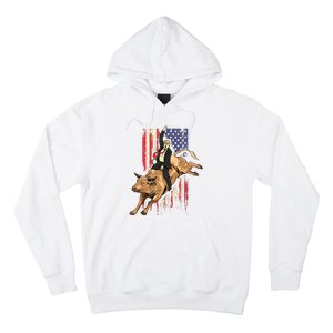 Rodeo Bull Rider Trump American Flag Cowboy Bull Riding Hoodie