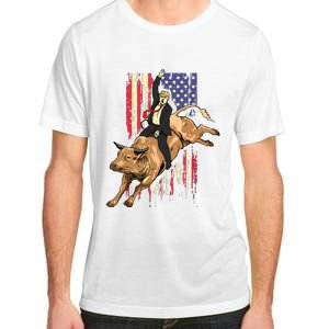 Rodeo Bull Rider Trump American Flag Cowboy Bull Riding Adult ChromaSoft Performance T-Shirt