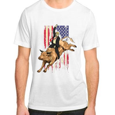 Rodeo Bull Rider Trump American Flag Cowboy Bull Riding Adult ChromaSoft Performance T-Shirt