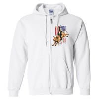 Rodeo Bull Rider Trump American Flag Cowboy Bull Riding Full Zip Hoodie