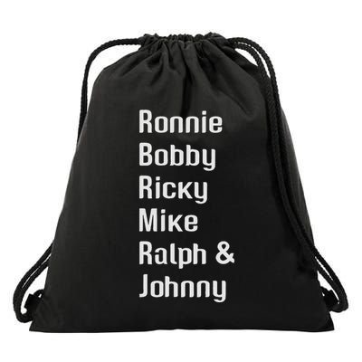 Ronnie Bobby Ricky Mike Ralph And Johnny Retro Vintage Drawstring Bag