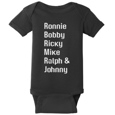 Ronnie Bobby Ricky Mike Ralph And Johnny Retro Vintage Baby Bodysuit