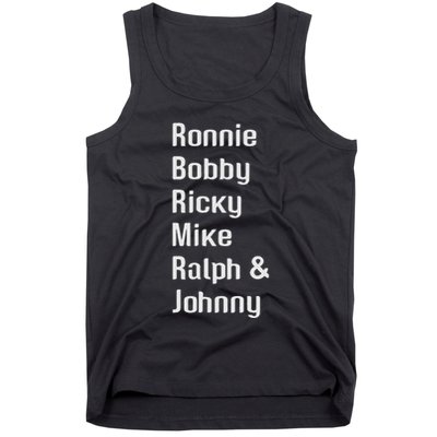 Ronnie Bobby Ricky Mike Ralph And Johnny Retro Vintage Tank Top