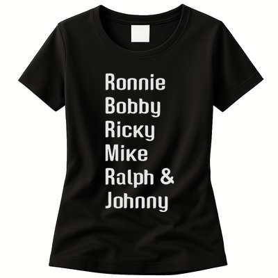 Ronnie Bobby Ricky Mike Ralph And Johnny Retro Vintage Womens T-Shirt