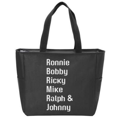 Ronnie Bobby Ricky Mike Ralph And Johnny Retro Vintage Zip Tote Bag