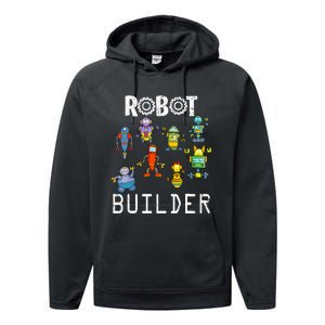 Robot Builder Robotics Engineer Funny Robot Engineering Performance Fleece Hoodie