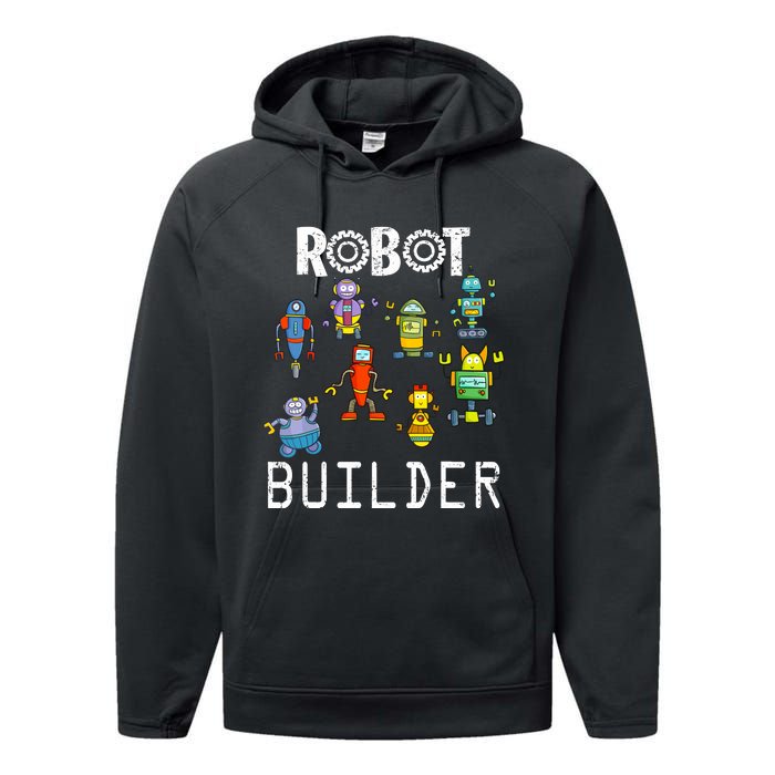 Robot Builder Robotics Engineer Funny Robot Engineering Performance Fleece Hoodie