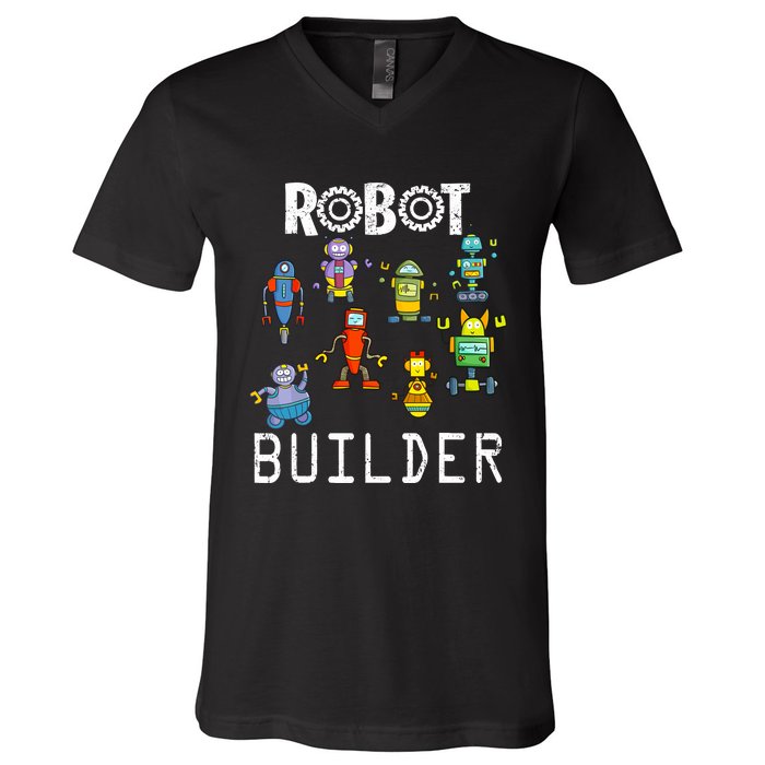 Robot Builder Robotics Engineer Funny Robot Engineering V-Neck T-Shirt