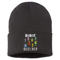 Robot Builder Robotics Engineer Funny Robot Engineering Sustainable Knit Beanie